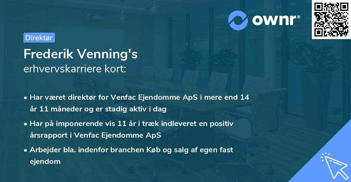 Frederik Venning's erhvervskarriere kort