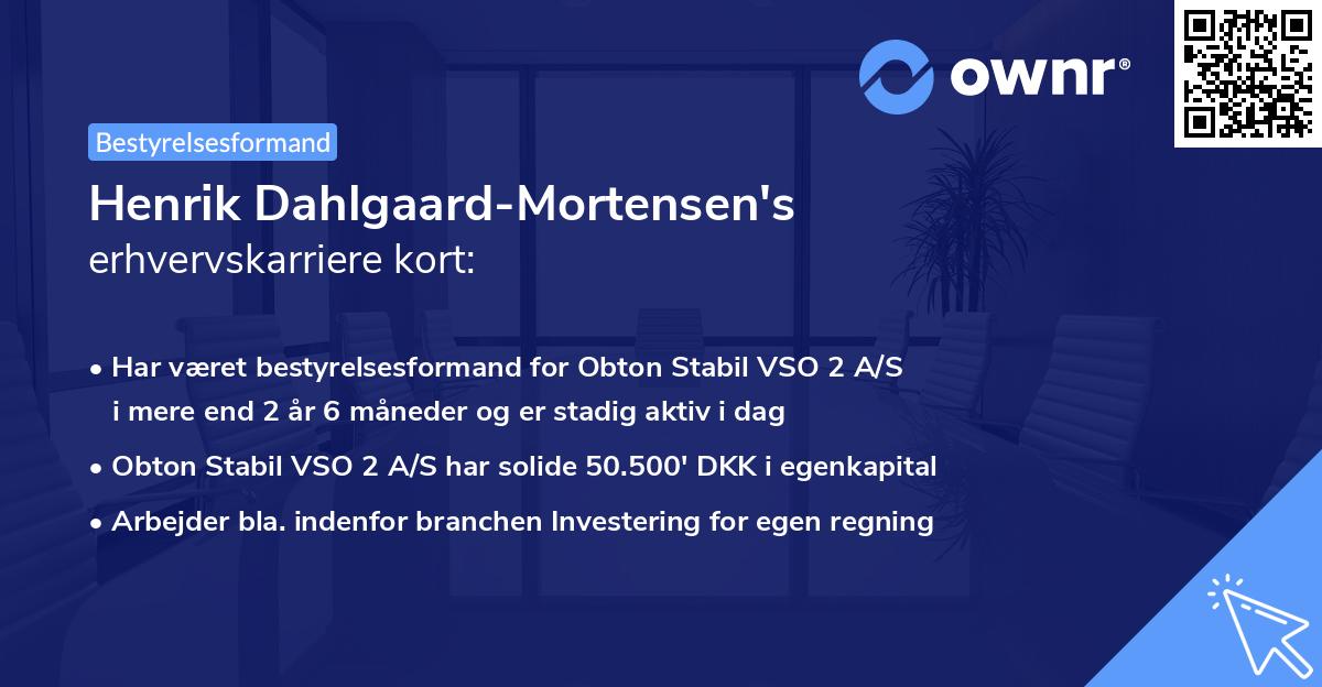 Henrik Dahlgaard-Mortensen's erhvervskarriere kort