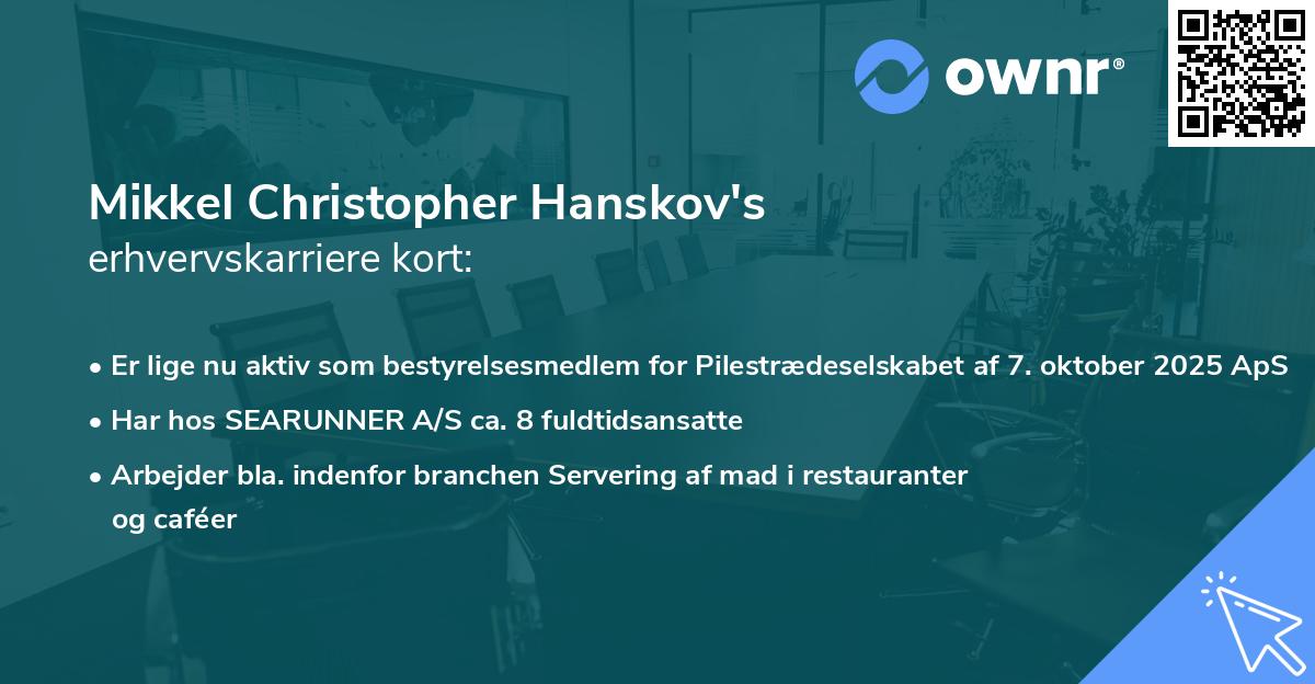 Mikkel Christopher Hanskov's erhvervskarriere kort