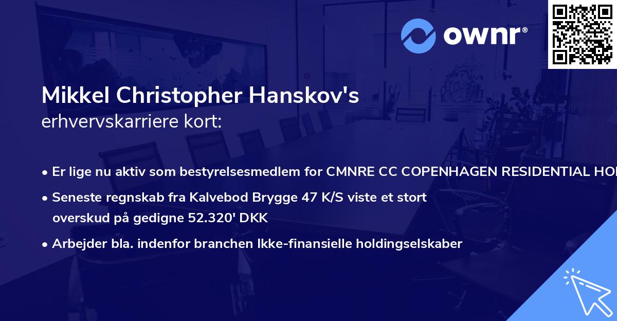 Mikkel Christopher Hanskov's erhvervskarriere kort