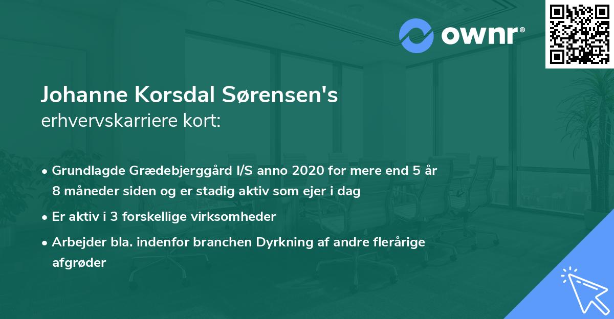 Johanne Korsdal Sørensen's erhvervskarriere kort