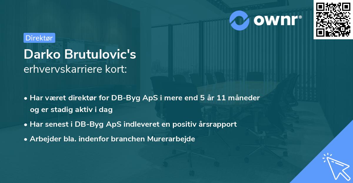 Darko Brutulovic's erhvervskarriere kort