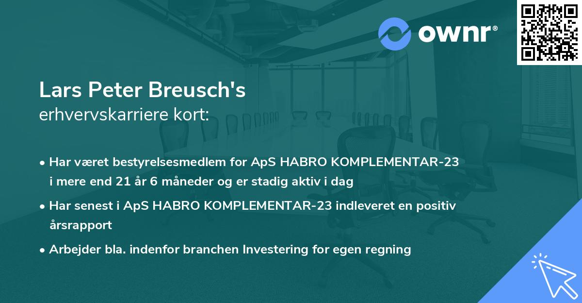 Lars Peter Breusch's erhvervskarriere kort