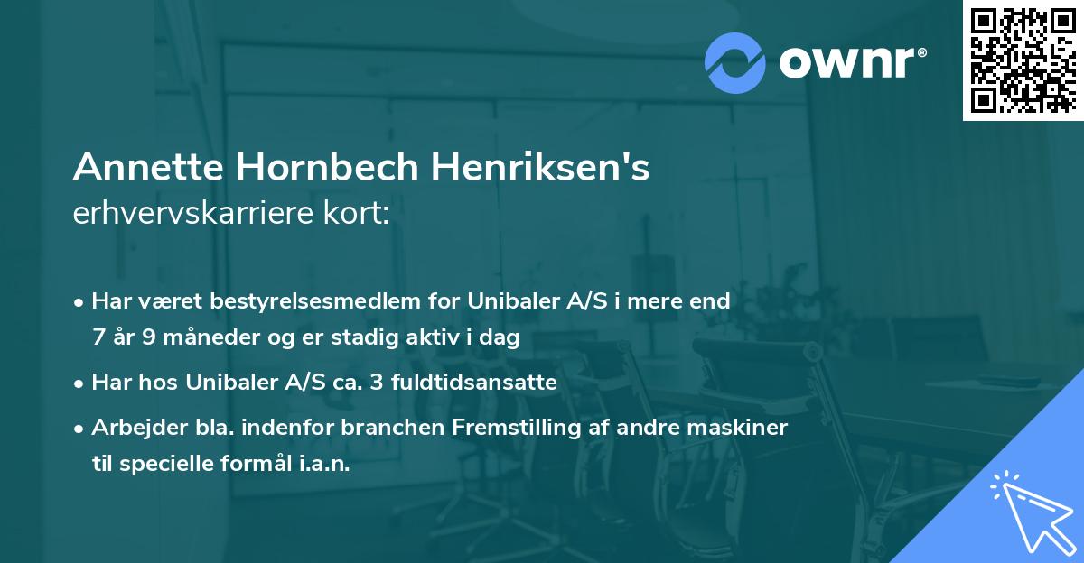 Annette Hornbech Henriksen's erhvervskarriere kort