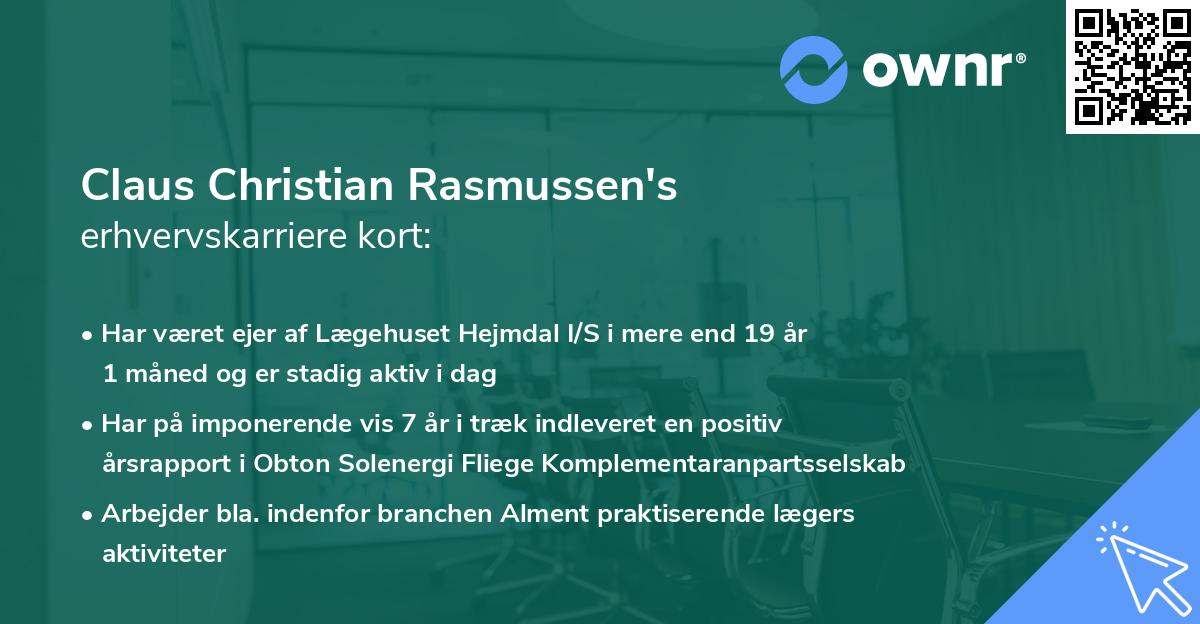 Claus Christian Rasmussen's erhvervskarriere kort