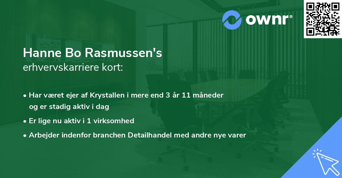 Hanne Bo Rasmussen's erhvervskarriere kort