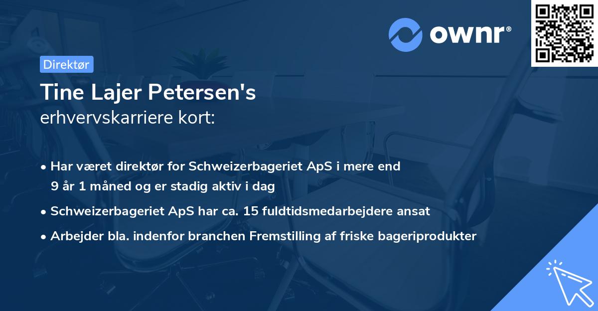 Tine Lajer Petersen's erhvervskarriere kort