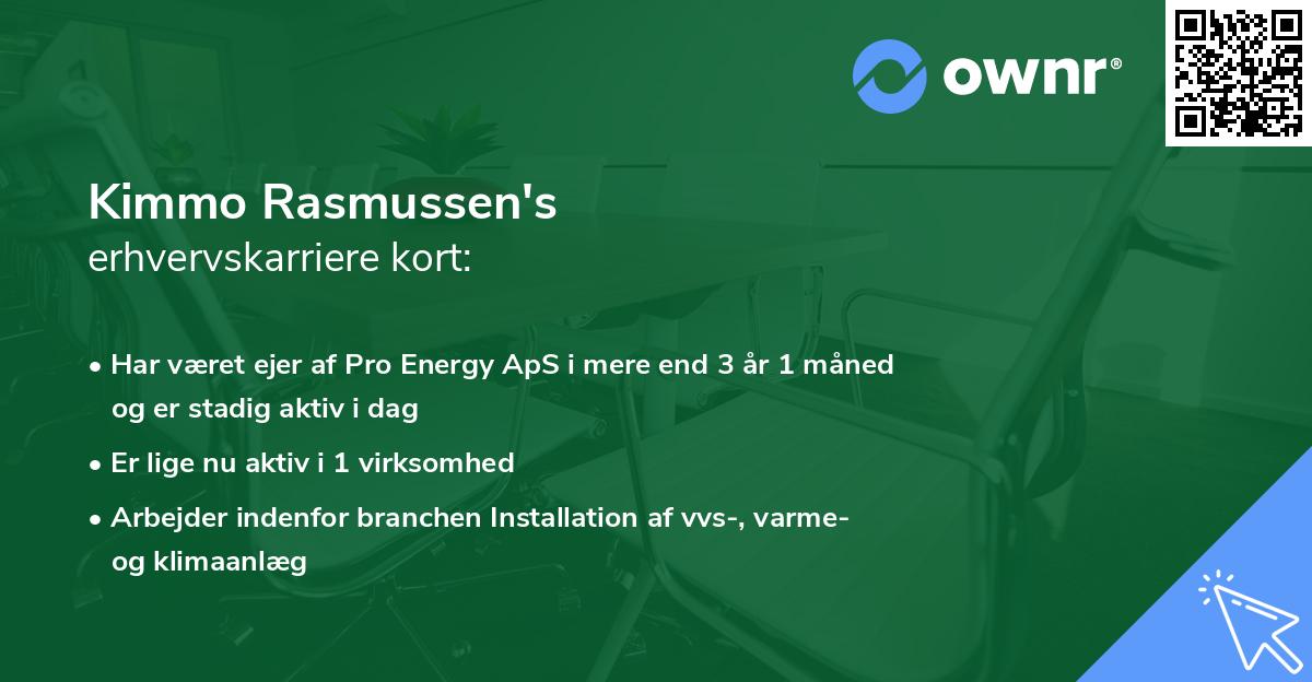 Kimmo Rasmussen's erhvervskarriere kort