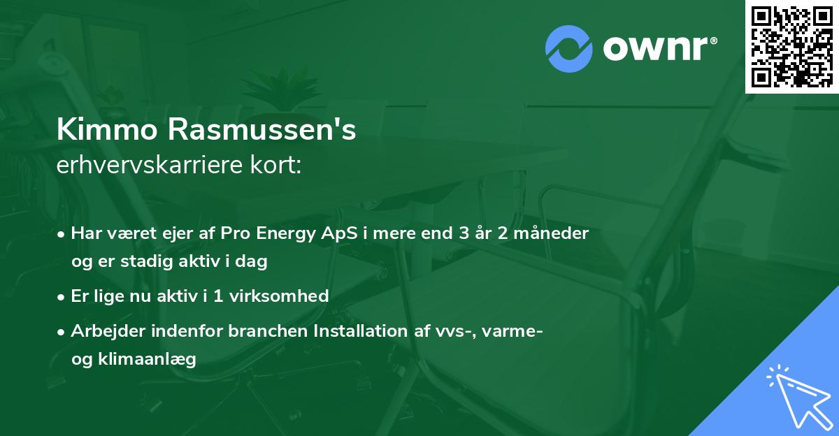 Kimmo Rasmussen's erhvervskarriere kort