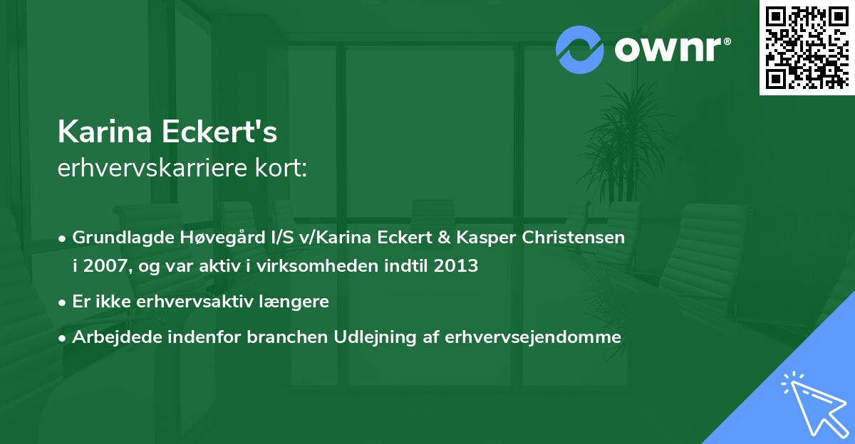 Karina Eckert's erhvervskarriere kort