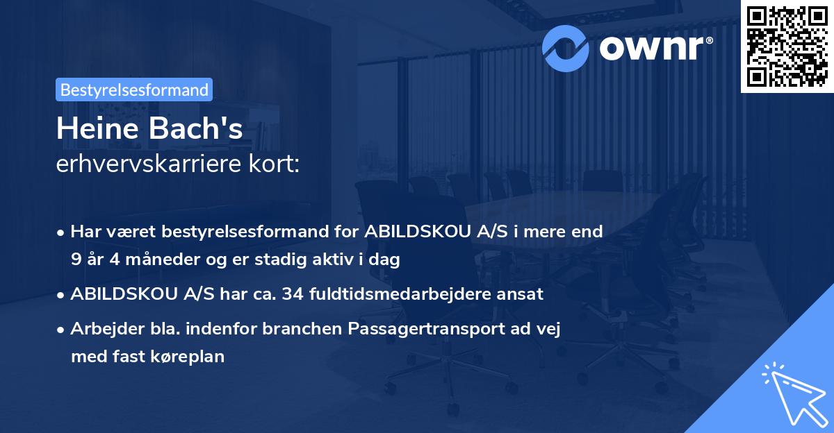 Heine Bach's erhvervskarriere kort