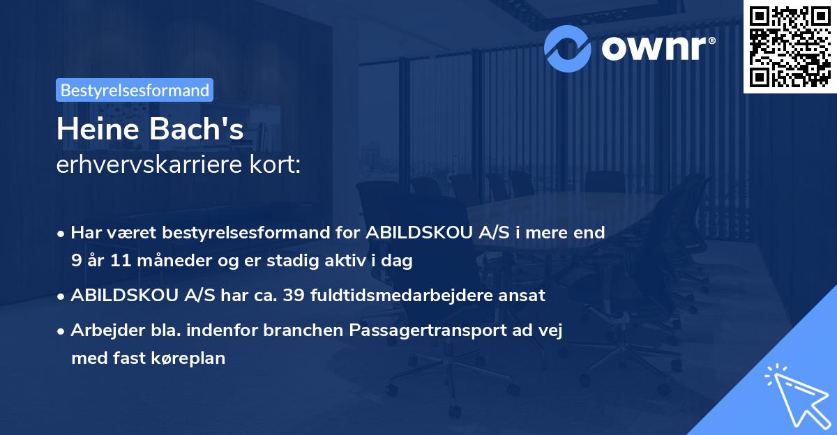 Heine Bach's erhvervskarriere kort