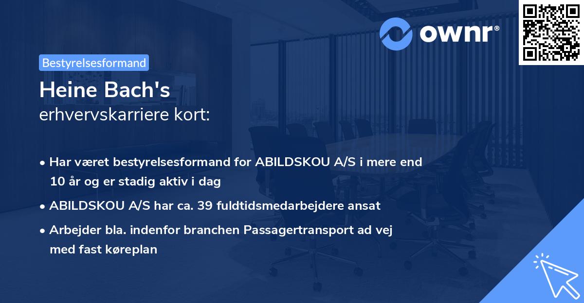 Heine Bach's erhvervskarriere kort