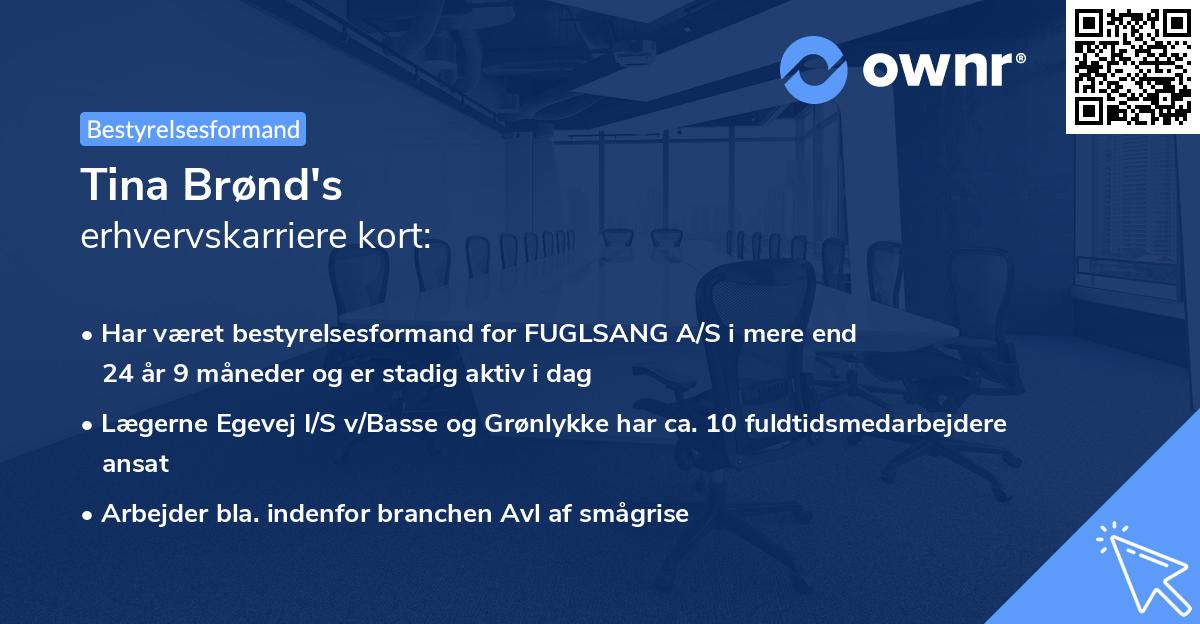 Tina Brønd's erhvervskarriere kort