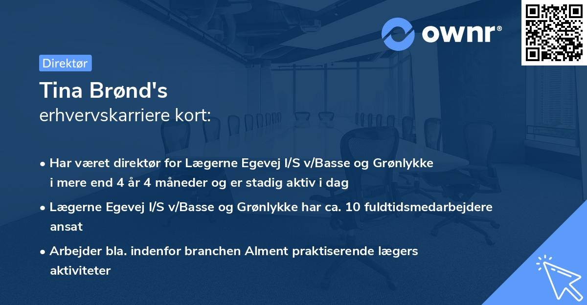 Tina Brønd's erhvervskarriere kort