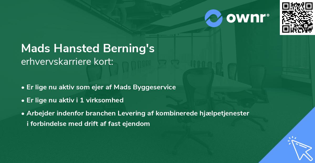 Mads Hansted Berning's erhvervskarriere kort