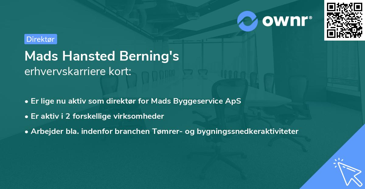 Mads Hansted Berning's erhvervskarriere kort