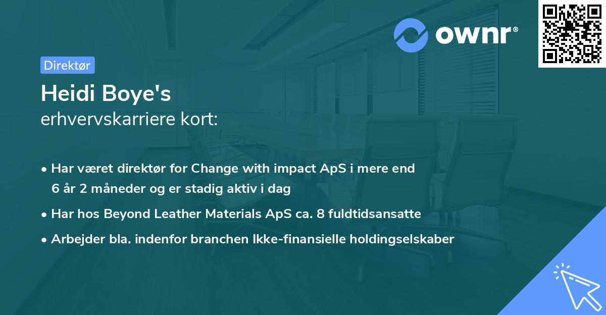 Heidi Boye's erhvervskarriere kort