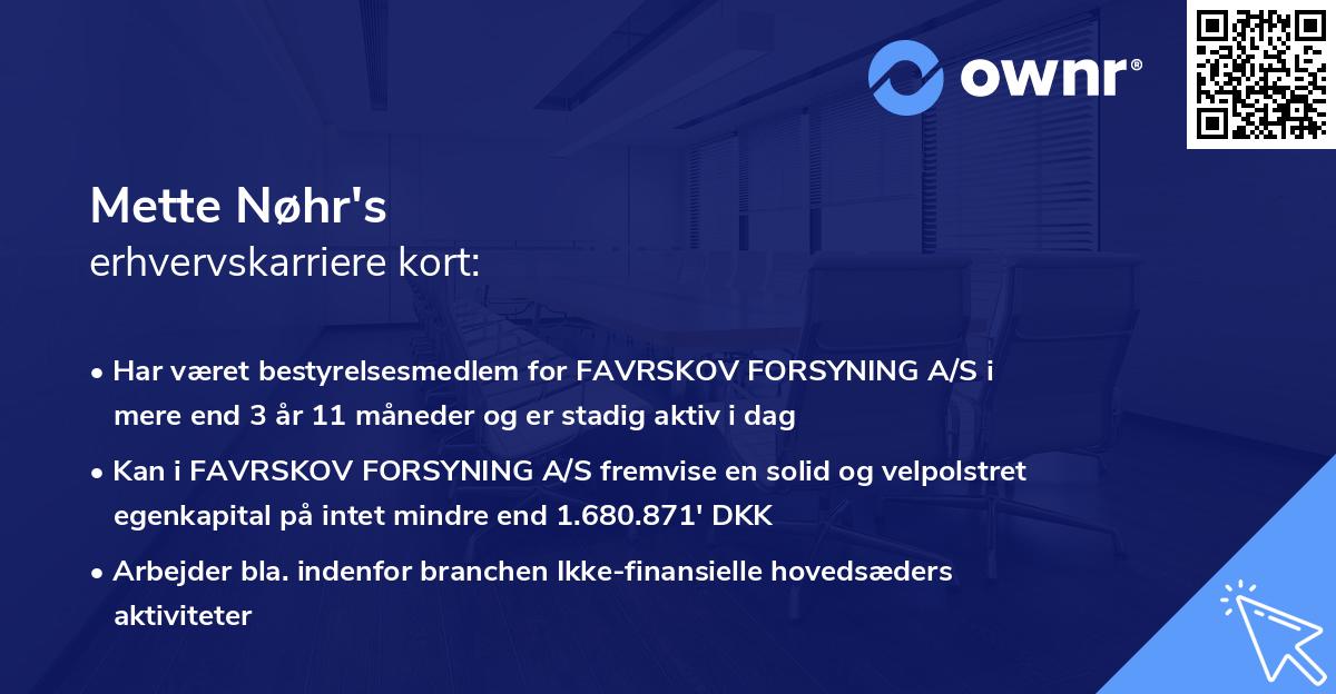 Mette Nøhr's erhvervskarriere kort