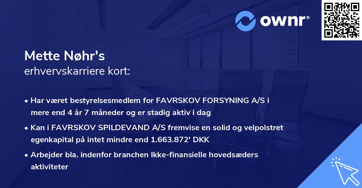 Mette Nøhr's erhvervskarriere kort