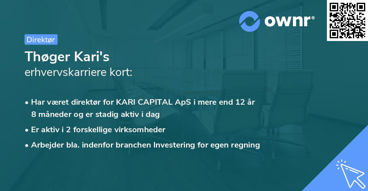 Thøger Kari's erhvervskarriere kort