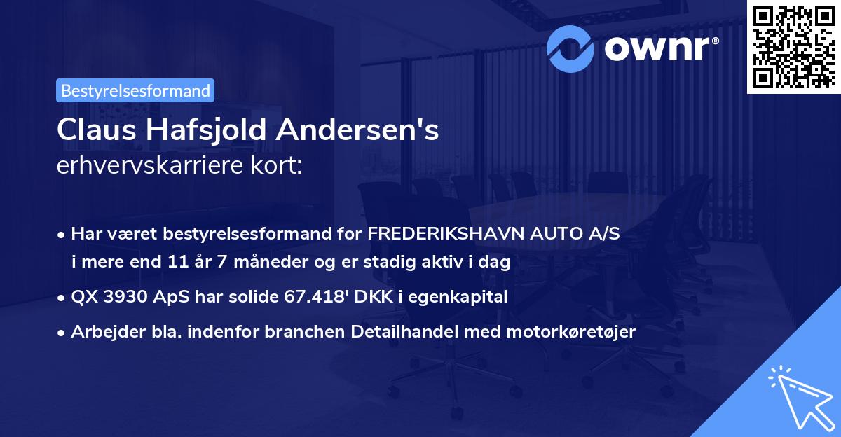 Claus Hafsjold Andersen's erhvervskarriere kort