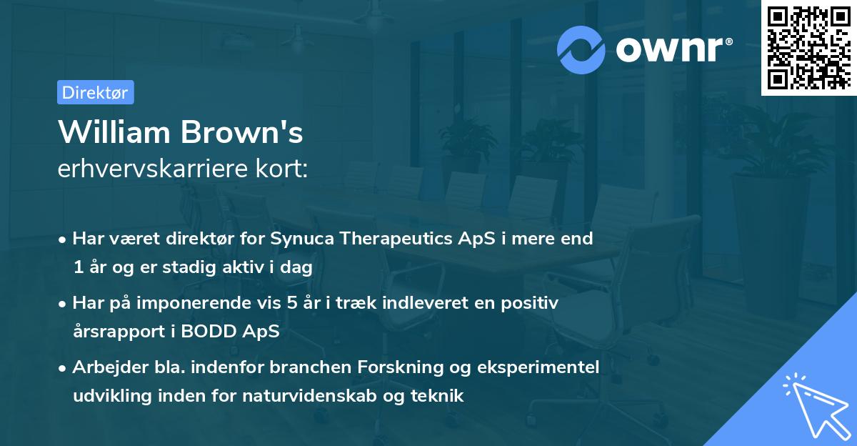 William Brown's erhvervskarriere kort