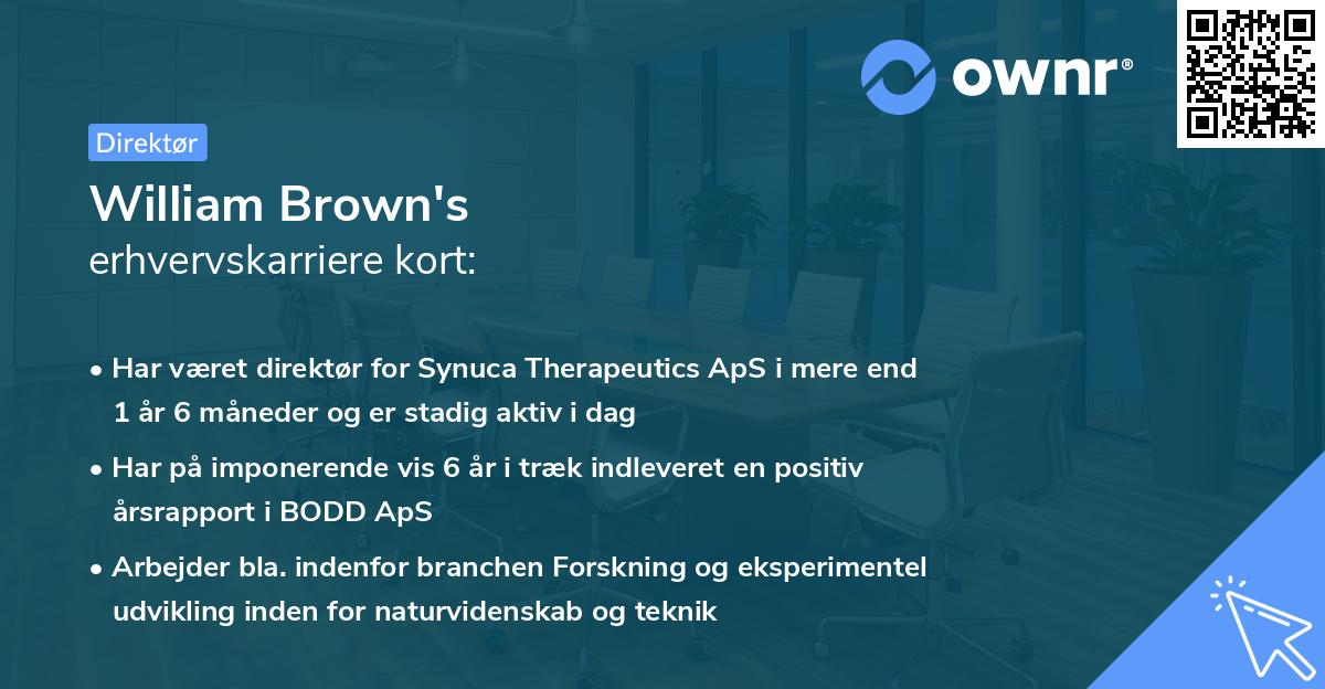 William Brown's erhvervskarriere kort