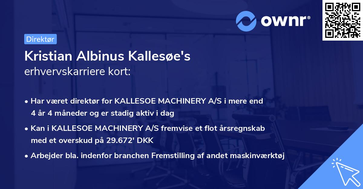 Kristian Albinus Kallesøe's erhvervskarriere kort