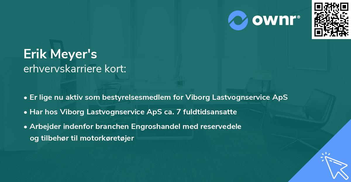 Erik Meyer's erhvervskarriere kort