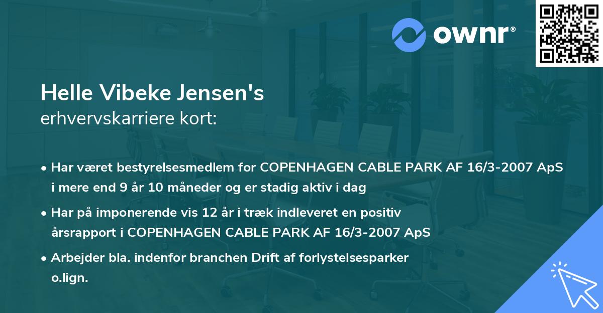 Helle Vibeke Jensen's erhvervskarriere kort