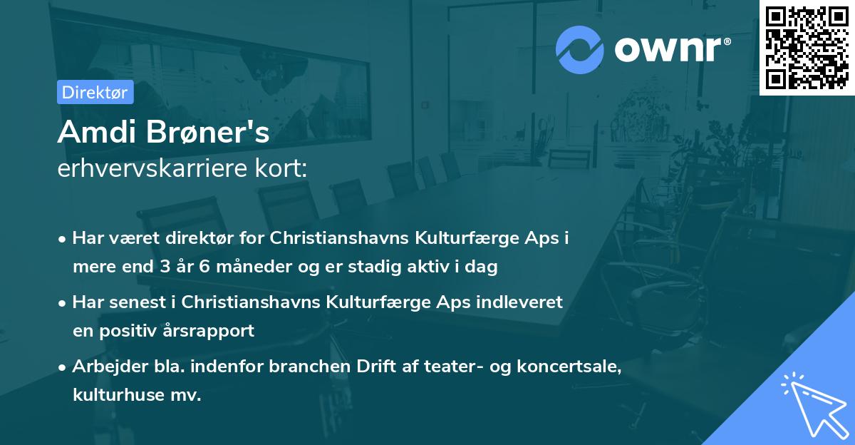 Amdi Brøner's erhvervskarriere kort