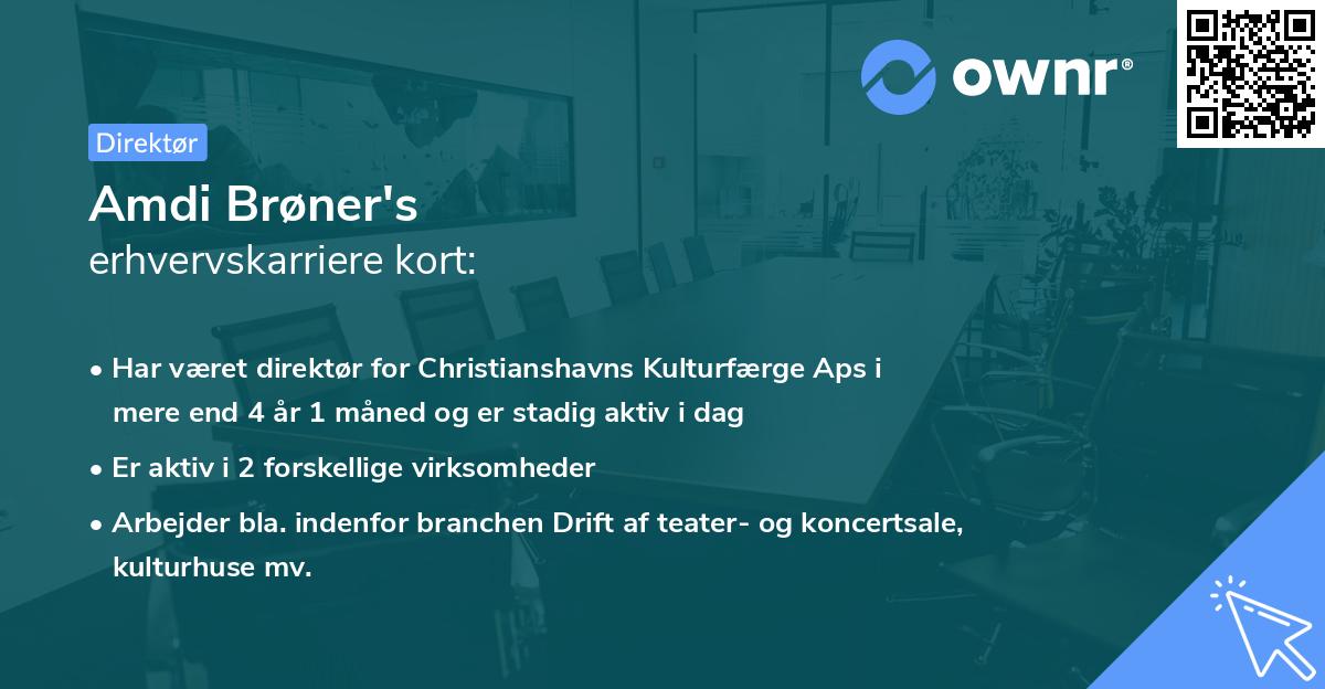 Amdi Brøner's erhvervskarriere kort