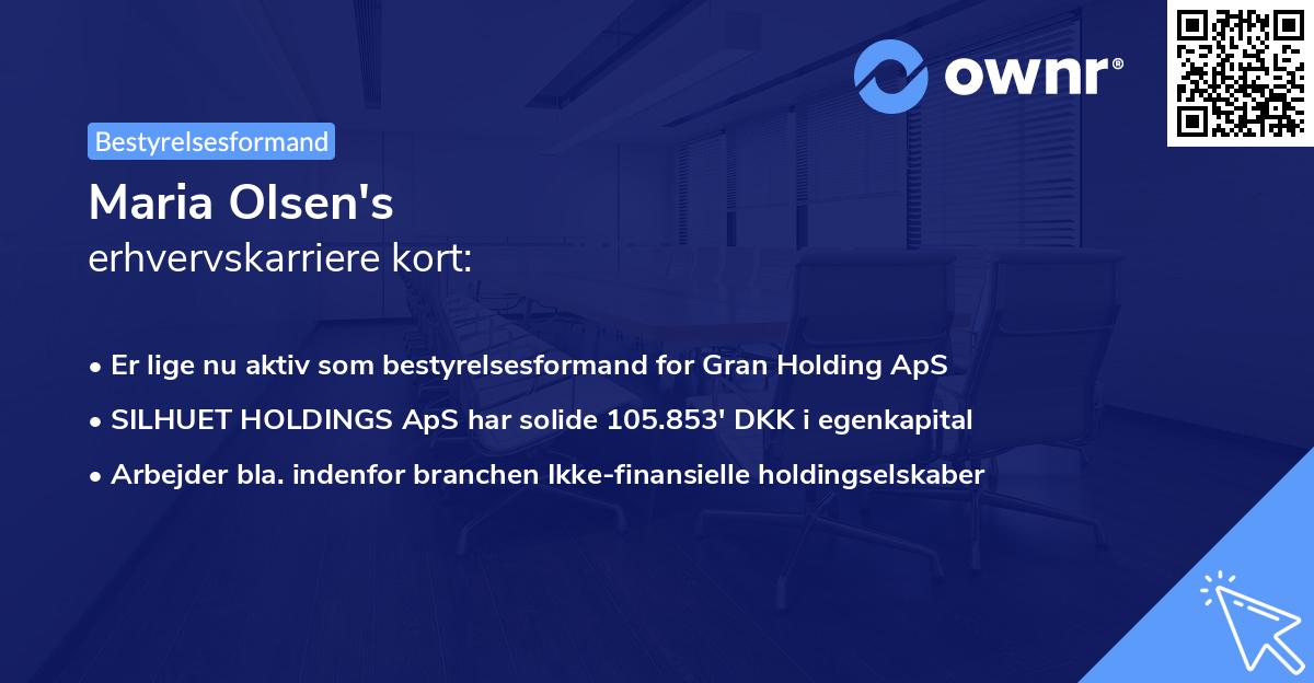 Maria Olsen's erhvervskarriere kort