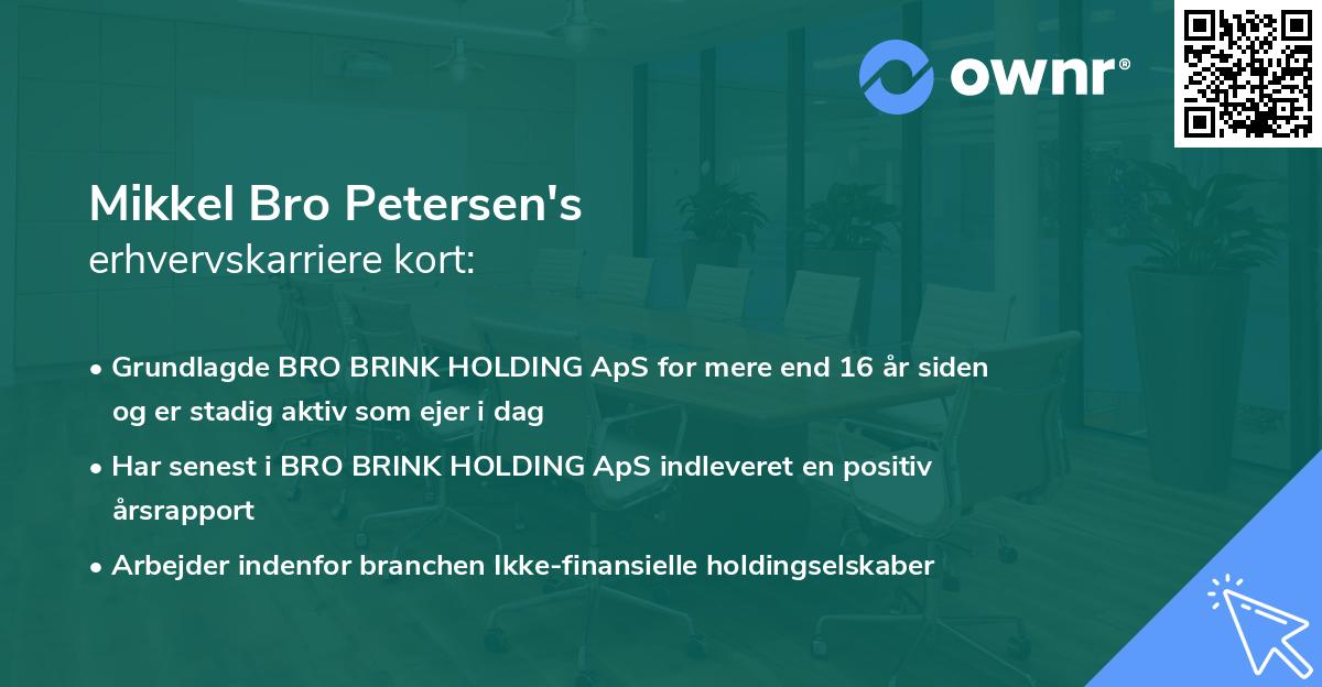Mikkel Bro Petersen's erhvervskarriere kort