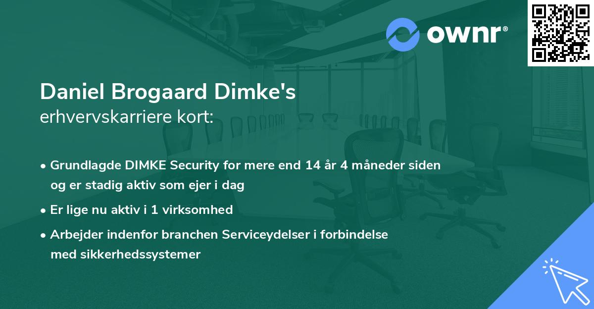 Daniel Brogaard Dimke's erhvervskarriere kort