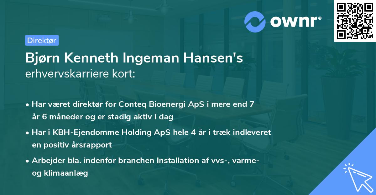 Bjørn Kenneth Ingeman Hansen's erhvervskarriere kort