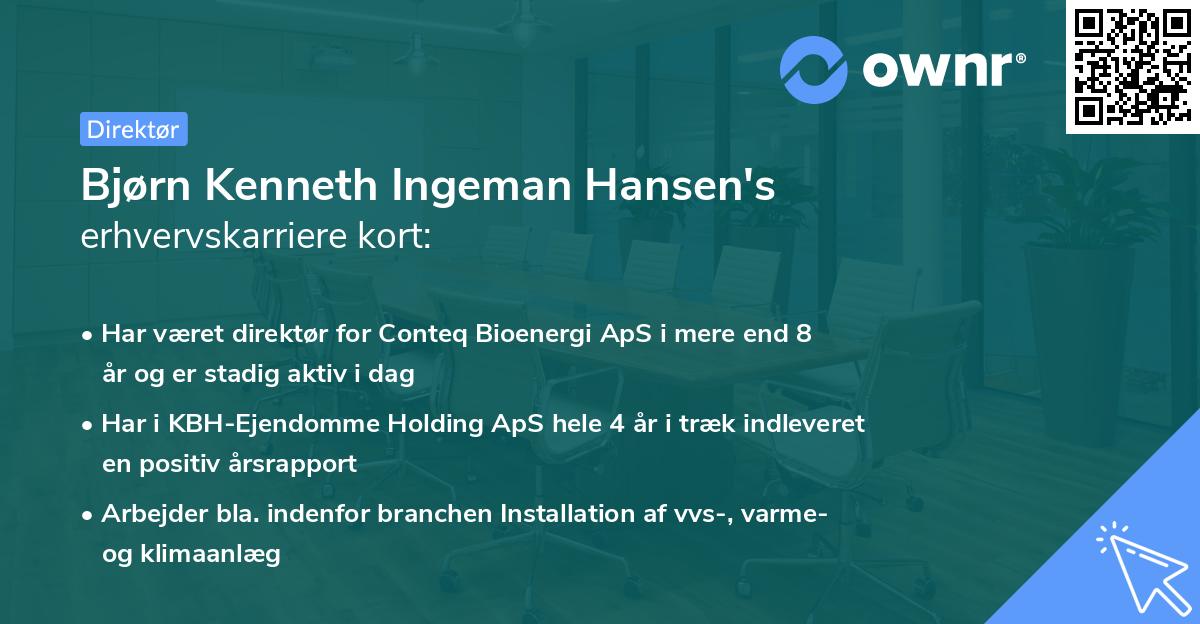 Bjørn Kenneth Ingeman Hansen's erhvervskarriere kort