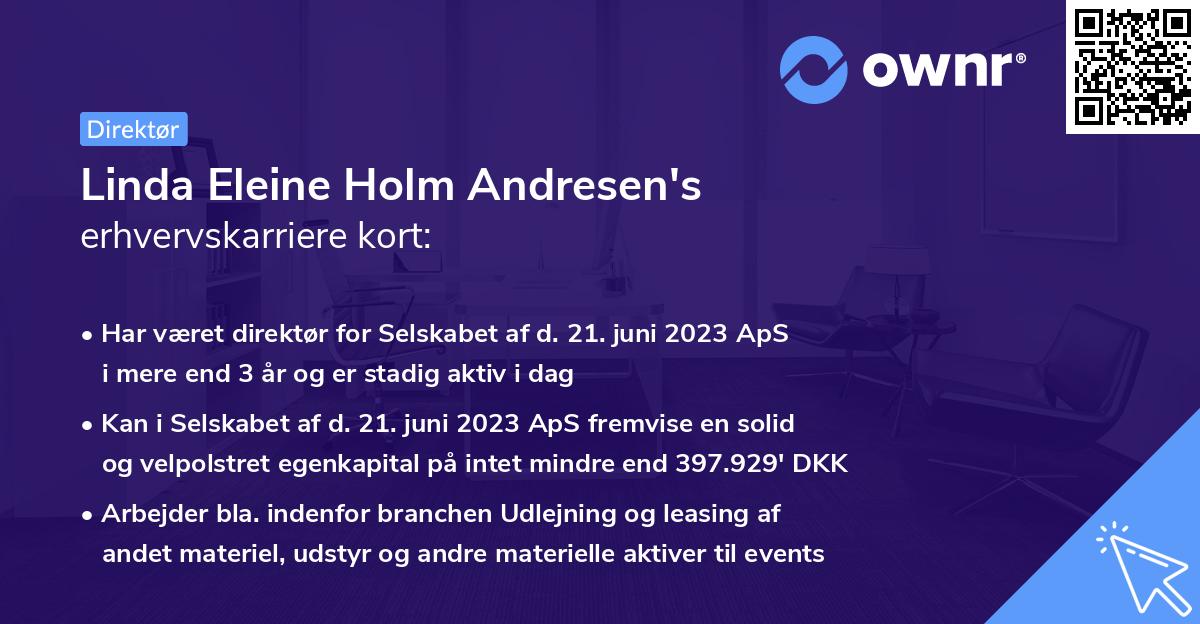 Linda Eleine Holm Andresen's erhvervskarriere kort