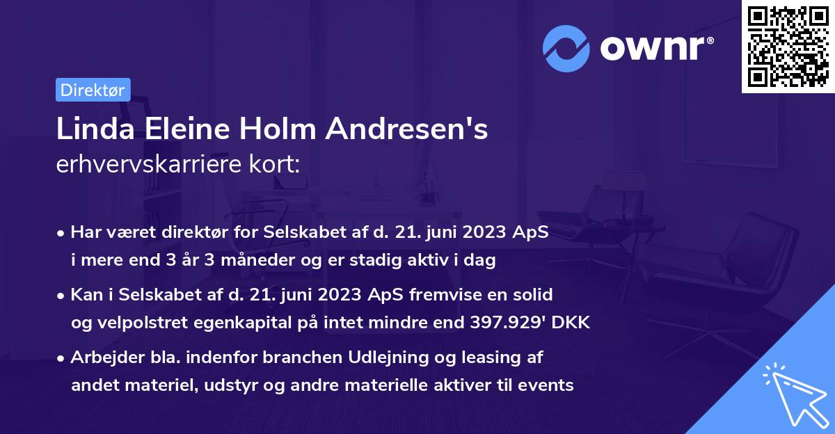 Linda Eleine Holm Andresen's erhvervskarriere kort