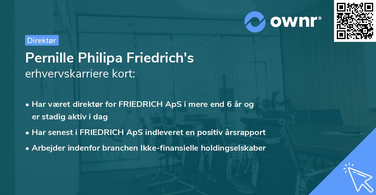 Pernille Philipa Friedrich's erhvervskarriere kort
