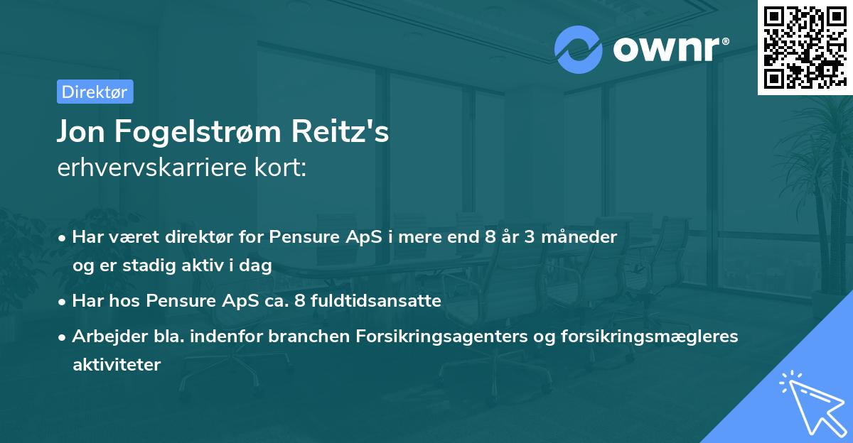 Jon Fogelstrøm Reitz's erhvervskarriere kort