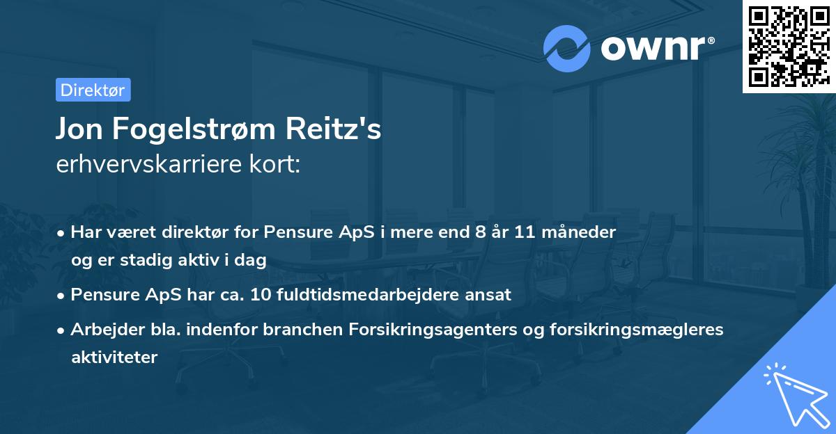 Jon Fogelstrøm Reitz's erhvervskarriere kort