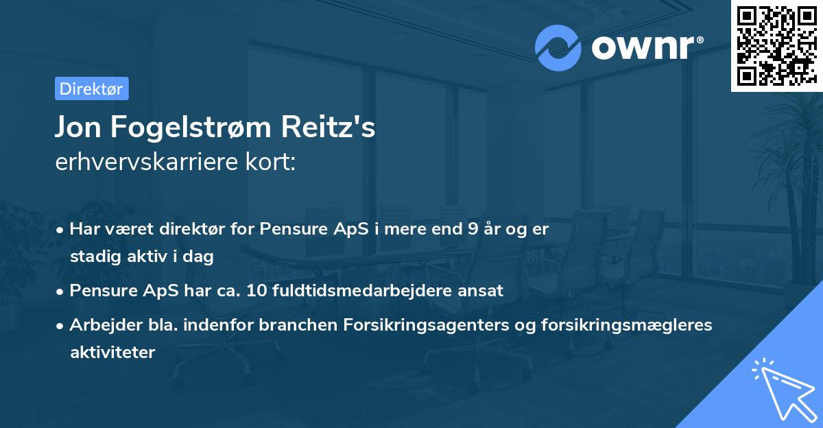 Jon Fogelstrøm Reitz's erhvervskarriere kort