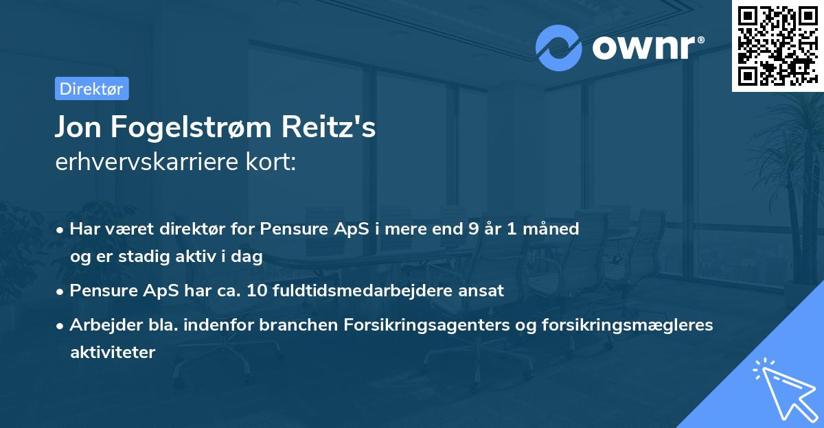 Jon Fogelstrøm Reitz's erhvervskarriere kort