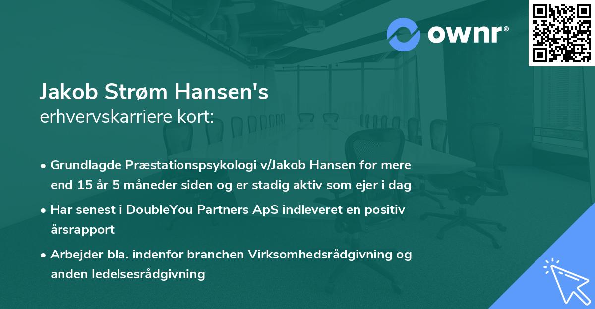 Jakob Strøm Hansen's erhvervskarriere kort