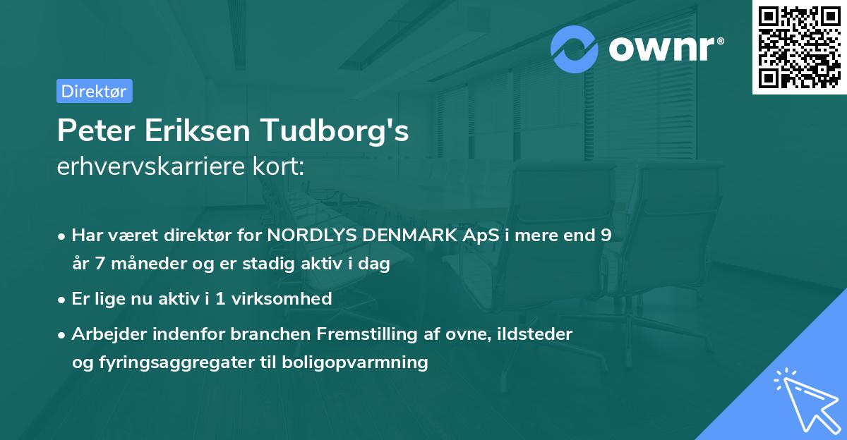 Peter Eriksen Tudborg's erhvervskarriere kort