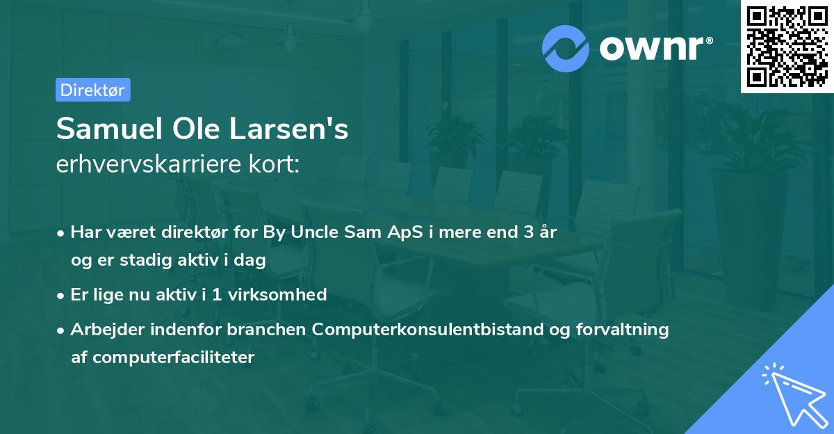 Samuel Ole Larsen's erhvervskarriere kort
