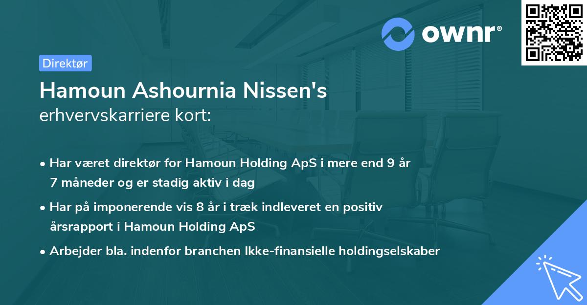 Hamoun Ashournia Nissen's erhvervskarriere kort