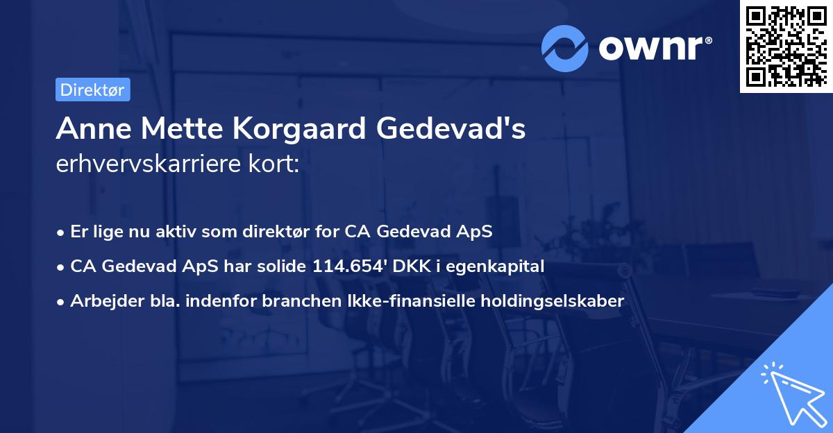 Anne Mette Korgaard Gedevad's erhvervskarriere kort